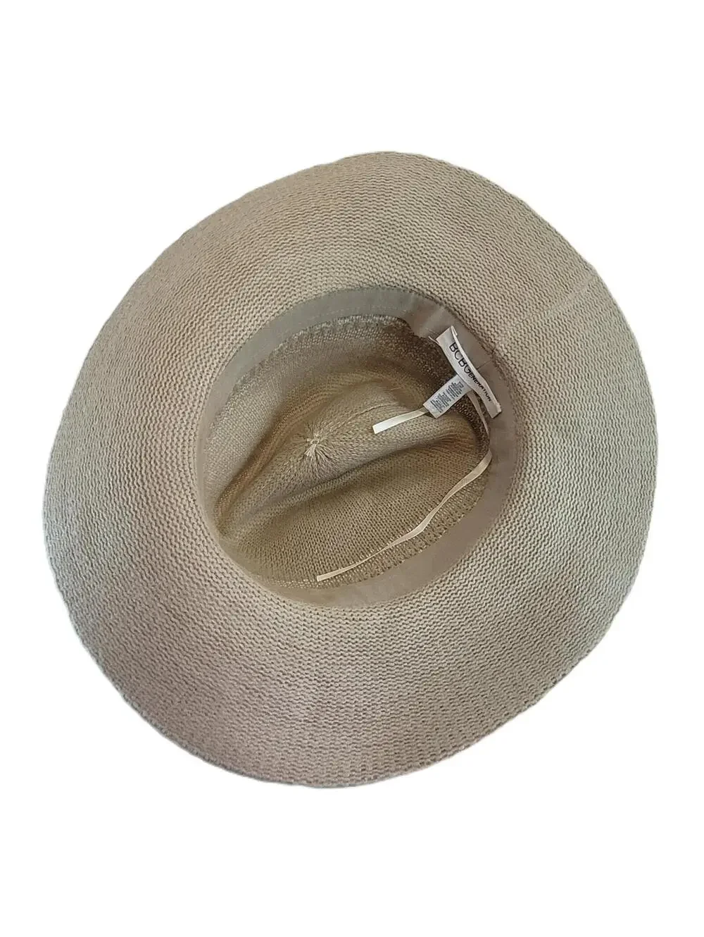 BCBG Generation Beige Soft Woven Fedora Wide Brim Packable